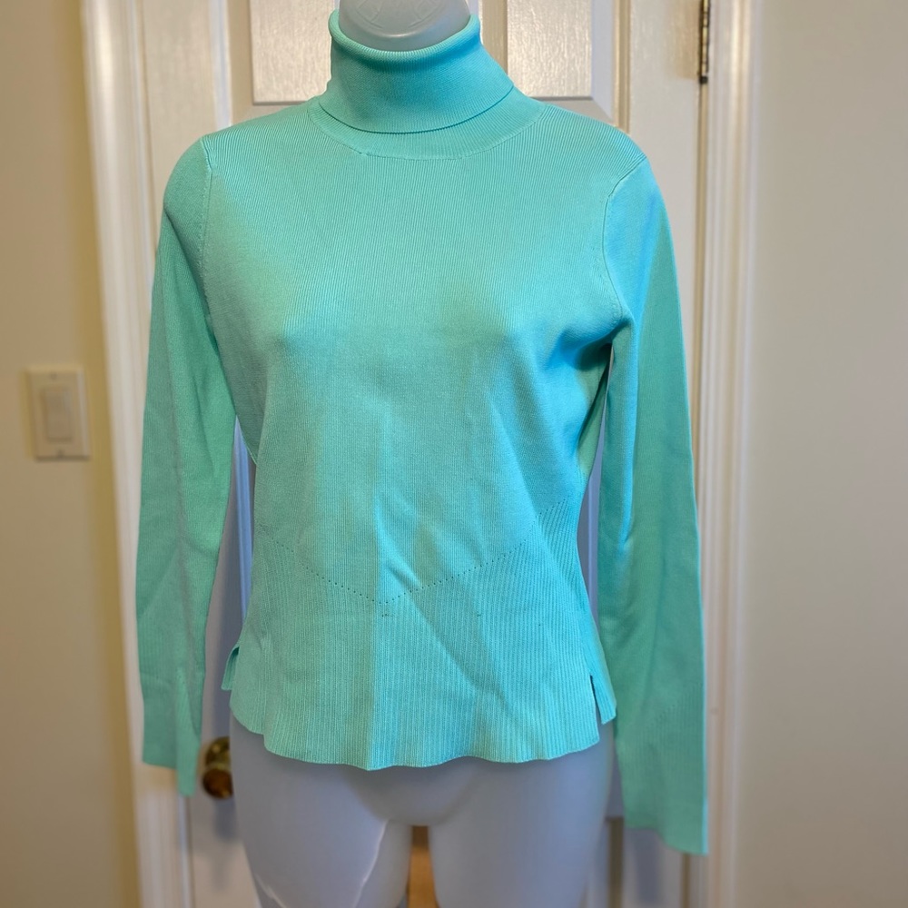 NWOT City Silk - Woman’s aqua marine color turtleneck sweater, Size: S